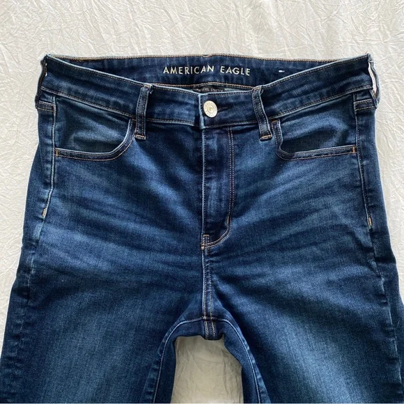 American Eagle next level stretch dark wash denim blue jeans size 12 - Picture 3 of 5